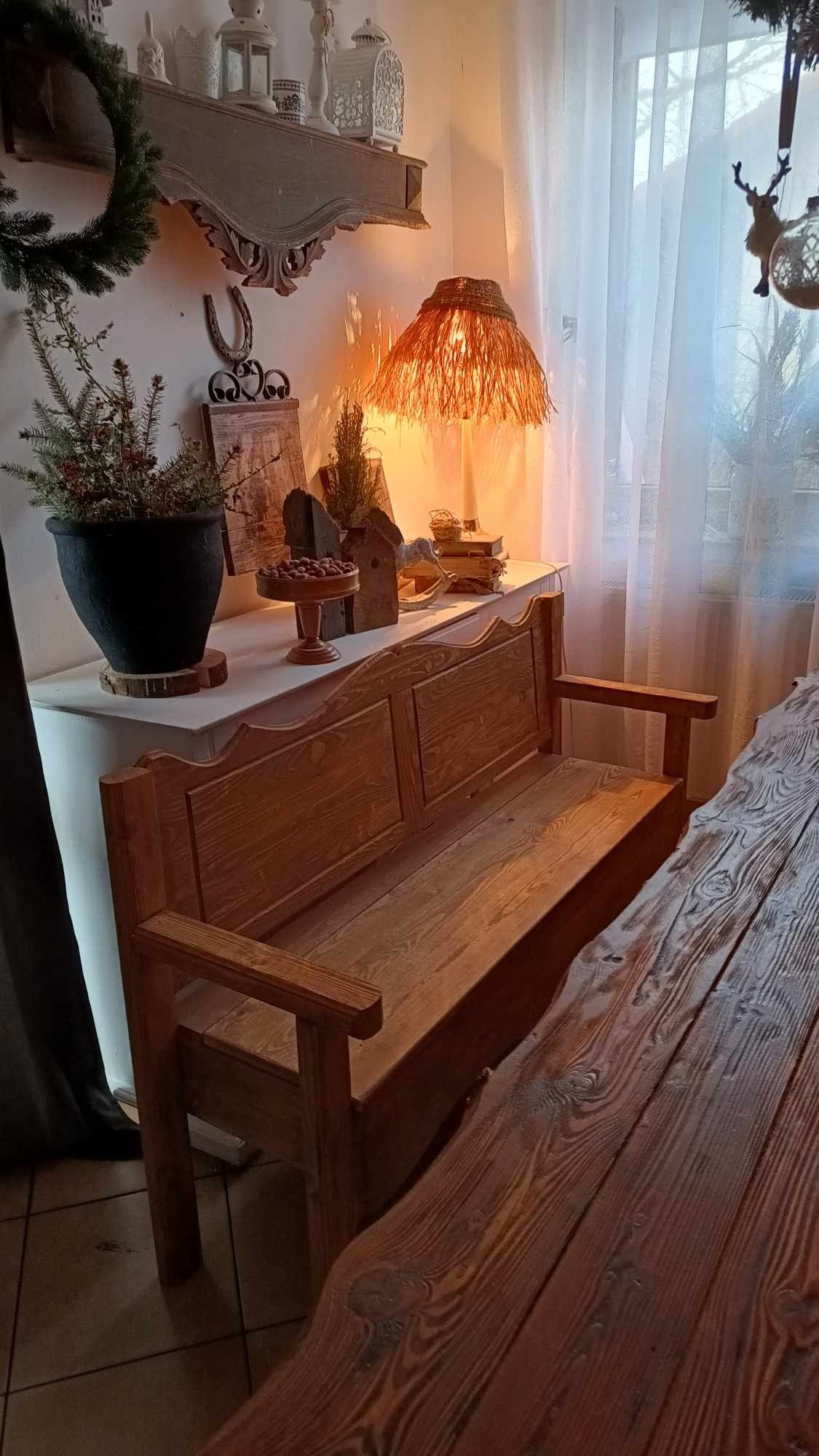 Ławka w stylu prowansalskie wiejskim farmhous shabby Chic szlabanek