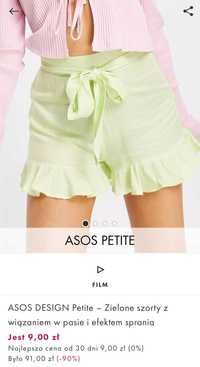 Szorty lniane z falbanką, wysoki stan, ASOS