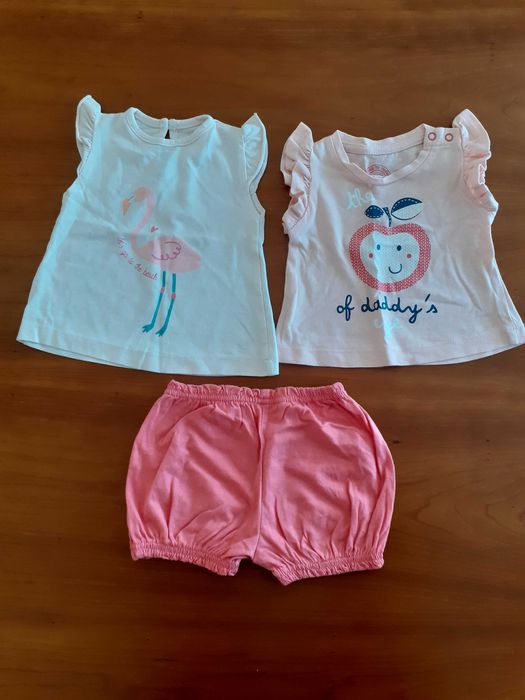 Conjuntos de calções e t-shirt 1/3 meses