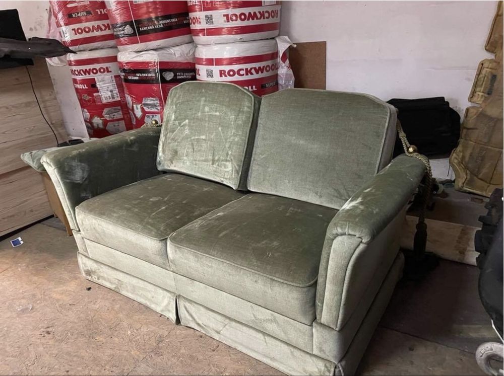 Sofa 2 osobowa velvet zielona kanapa stara antyk