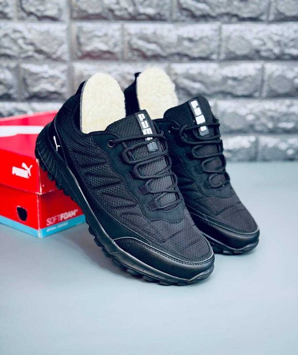 мужские зимние кроссовки puma черные непромокаемые кросовки пума