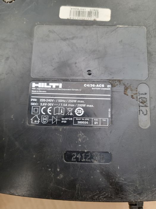 Zestaw Hilti 2x Bateria 3.9Ah 3.0Ah 36V Ładowarka Hilti C 4/36-ACS