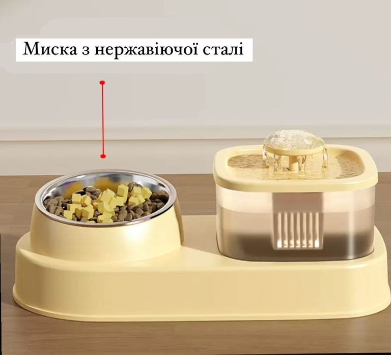 Автопоїлка для кота 2в1,питний фонтан для кота,автогодівниця,поїлка