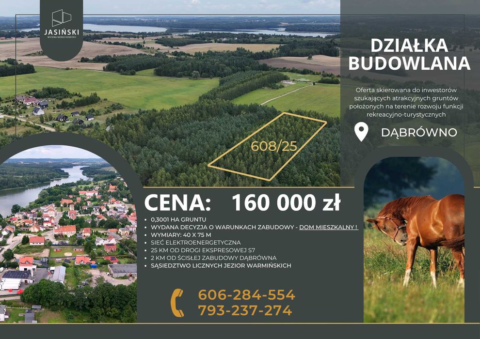 Działka z WZ (na DOM) | 3001 m² | jeziora, cisza i spokój | 160 000 zł