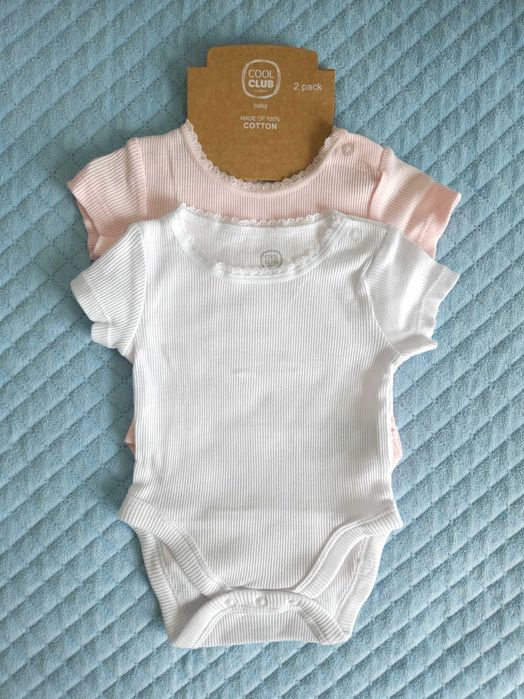 Body z krótkim rękawem, prążkowane; 2 szt.; Cool Club; rozm. 56; NOWE
