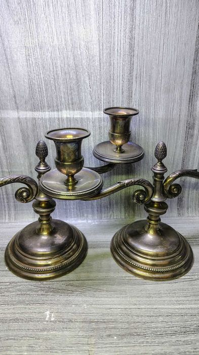 Para srebrnych świeczników - próba 835 - Antyk