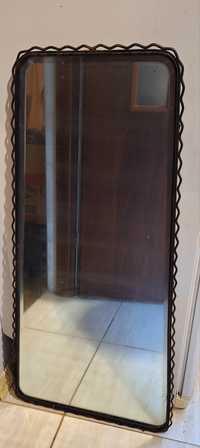 Duże stare lustro w metalowej ramie Vintage PRL