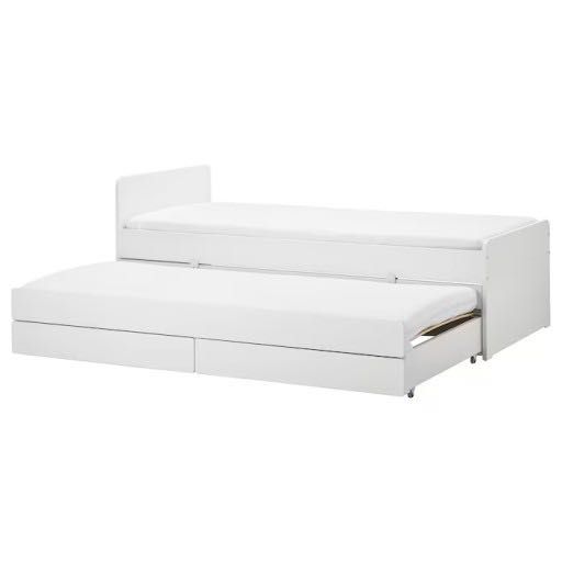 IKEA SLAKT Rama łóżka z łóżkiem dolnym/pojem, biały, 90x200 cm
