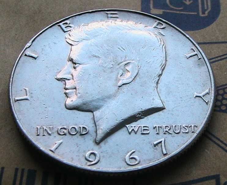 США пол-доллара 1967 Kennedy Half Dollar Серебро