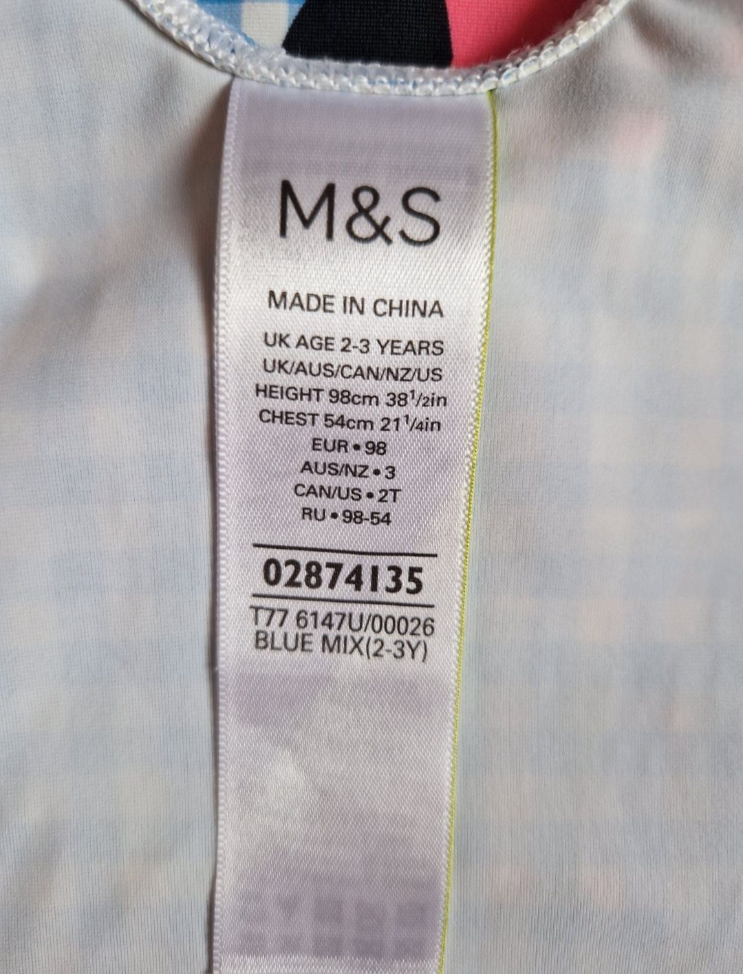 Суцільний купальник M&S дівчинка 2-3 р купальний костюм для купання