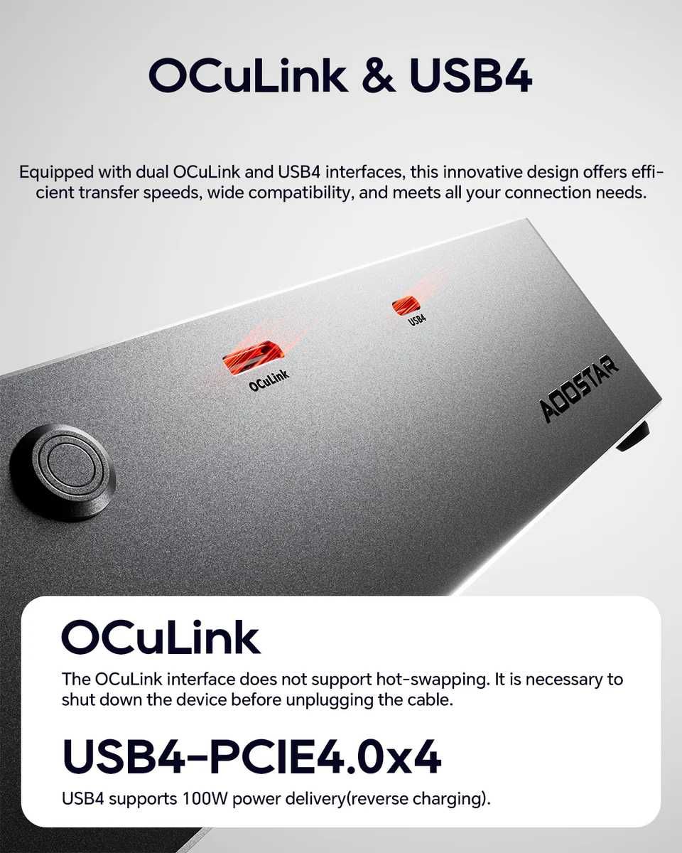 Графічна док-станція AOOSTAR AG02 - порти OCulink/USB4, 800W - нова!