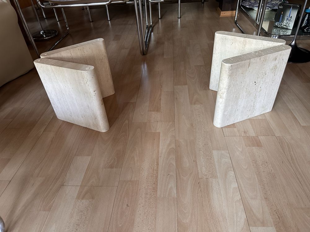 Mid century stolik kawowy trawertyn szkło 80x120x 31cm