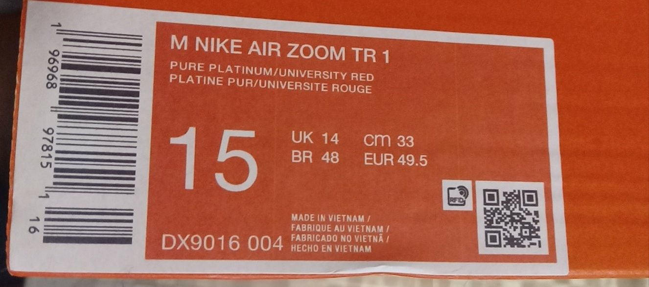 49 р.  Кросівки Nike Air Zoom TR1 33 см для тренувань