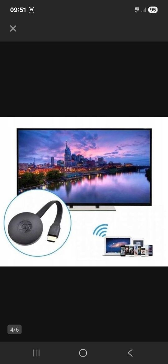 Adapter bezprzewodowy Google Chromecast G2-6 Miracast HDMI  Wi-Fi