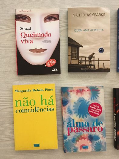 Livros variados: N. Sparks, H. Fielding, Rita Ferro, Karen Blixen, etc