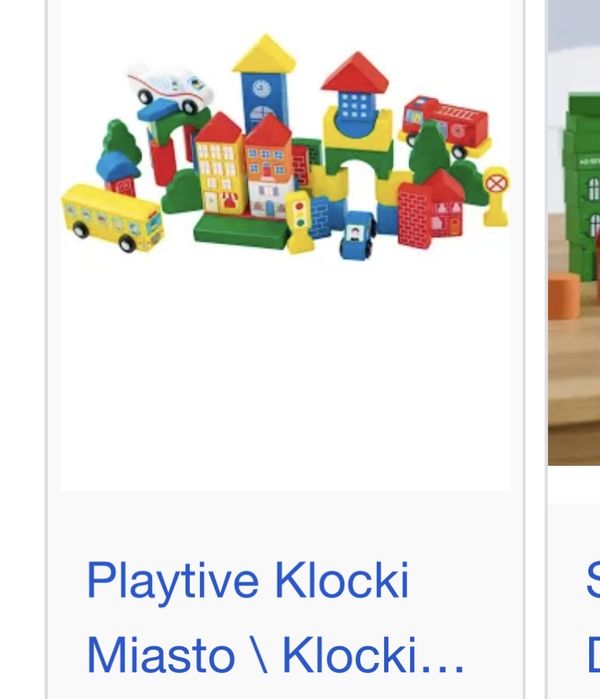 Klocki drewniane miasto lidl playtive samolot samochody bus domki