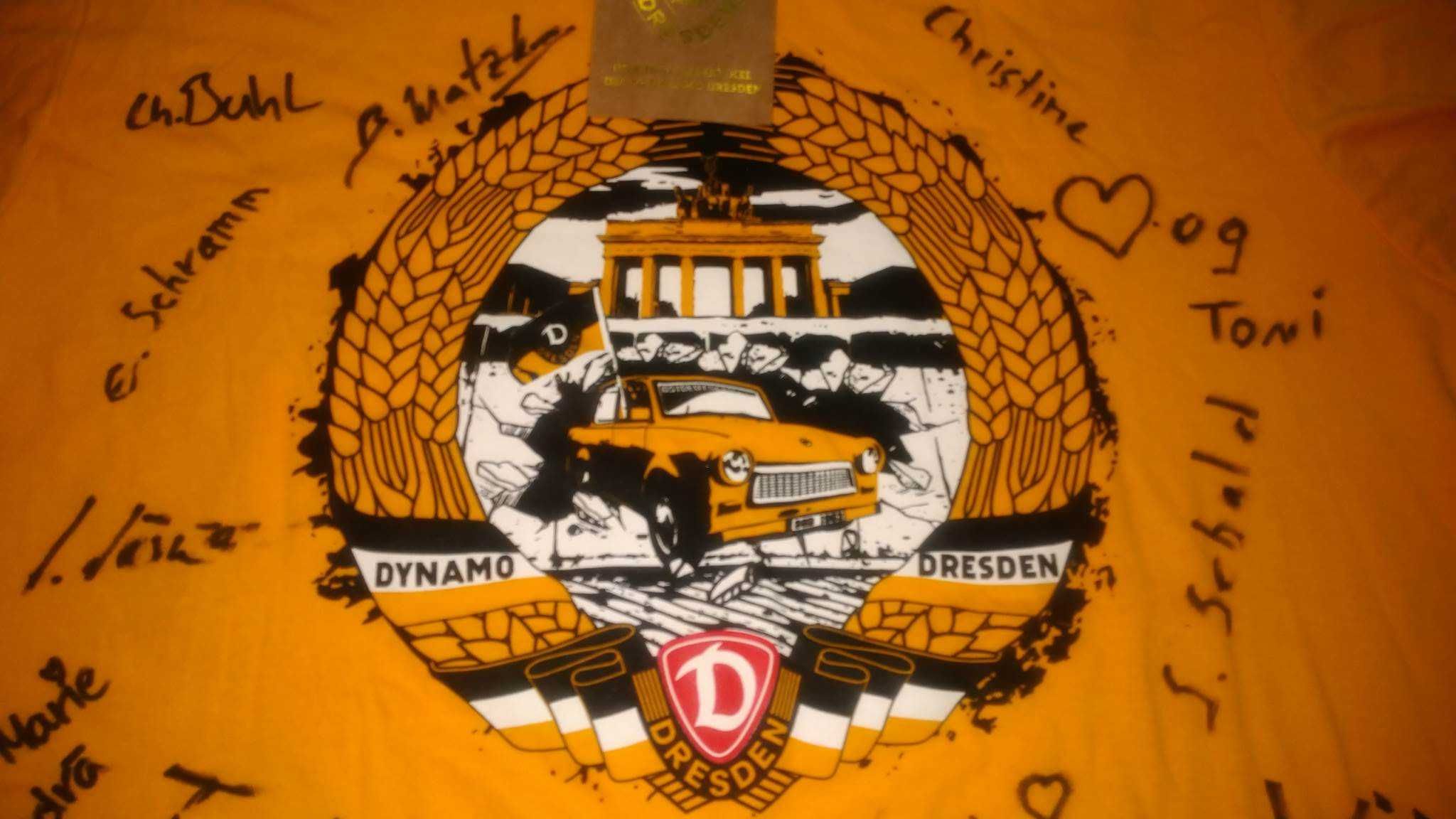 Koszulka T-Shirt SG Dynamo Dresden Drezno NOWA z Podpisami UNIKAT XL