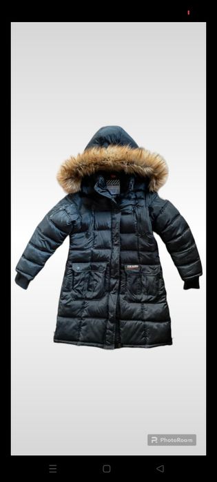 Kurtka zimowa płaszcz zimowy puffer anorak z futrem pikowany rozmiar m