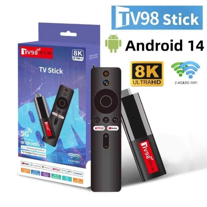TV Stick Android 14 ATV _ 8K _ WiFi 6 _ 1+8G (2+16G) _ USB _ TV98