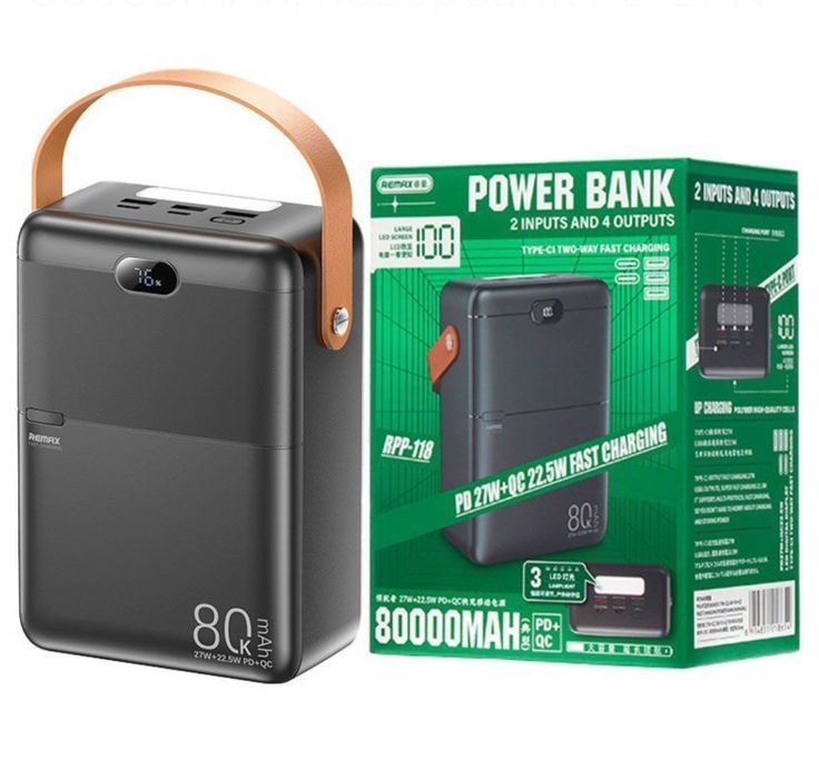 Power Bank RPP-118 80000mAh 27W QC PD для телефона ноутбука роутера