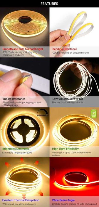 LED стрічка СОВ професійна 24/12V 320д/м 6000/4000К IP33 великий вибір