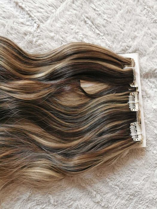 Doczepiane włosy clipin 65cm blond ciemny brąz
