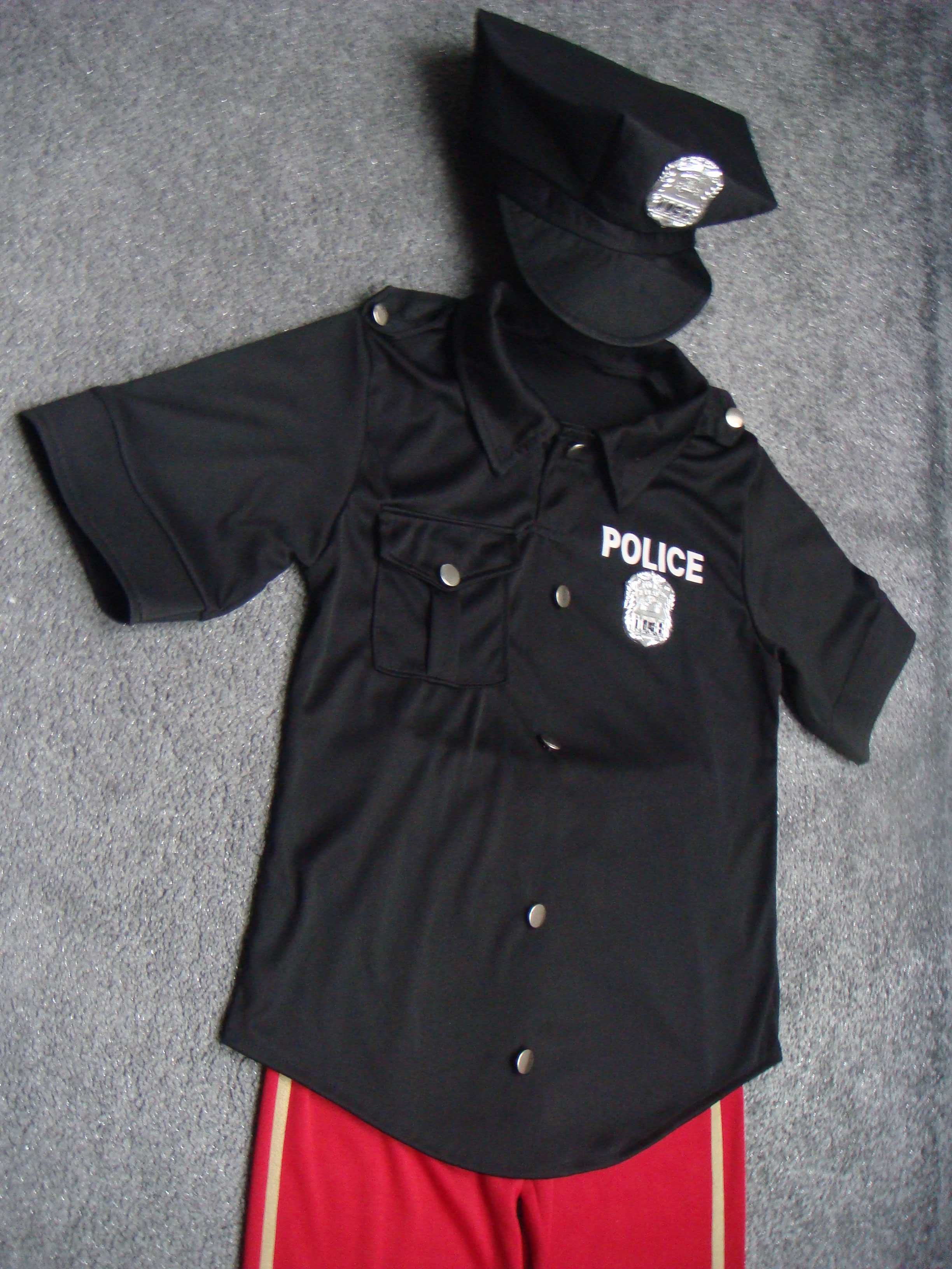 strój karnawał przebranie POLICJANT z odznaką i czapką r 116/122