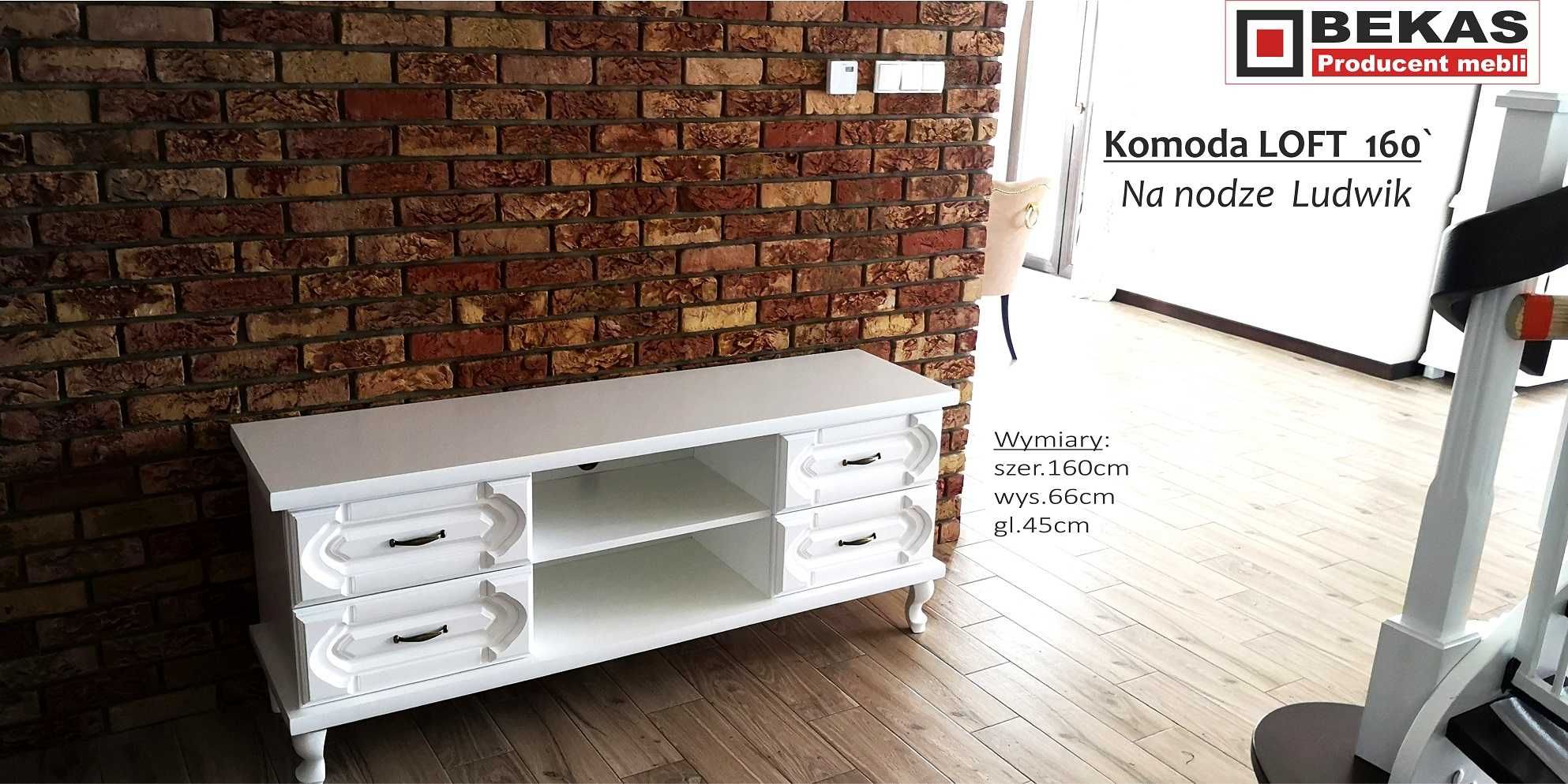 Komoda 160`Prowansalska Ludwik Loft Biały Dąb (White OaK) Bekas