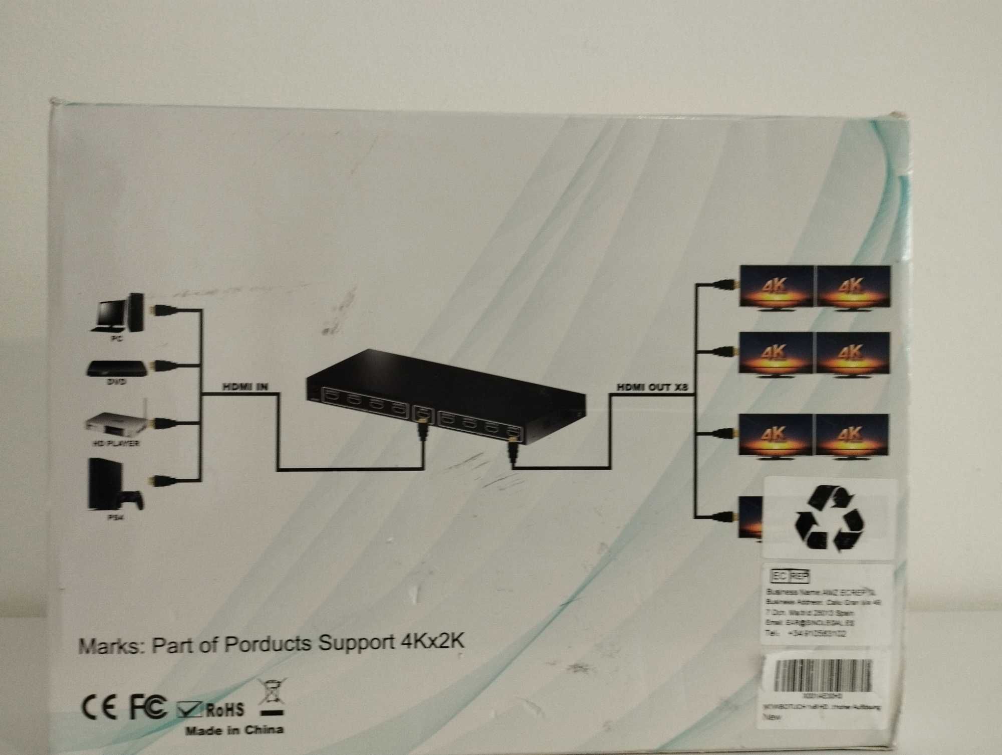 NOWBOTUCH Rozdzielacz 1 x 8 HDMI Splitter