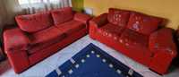 Sofa tecido  vermelho e cinzento