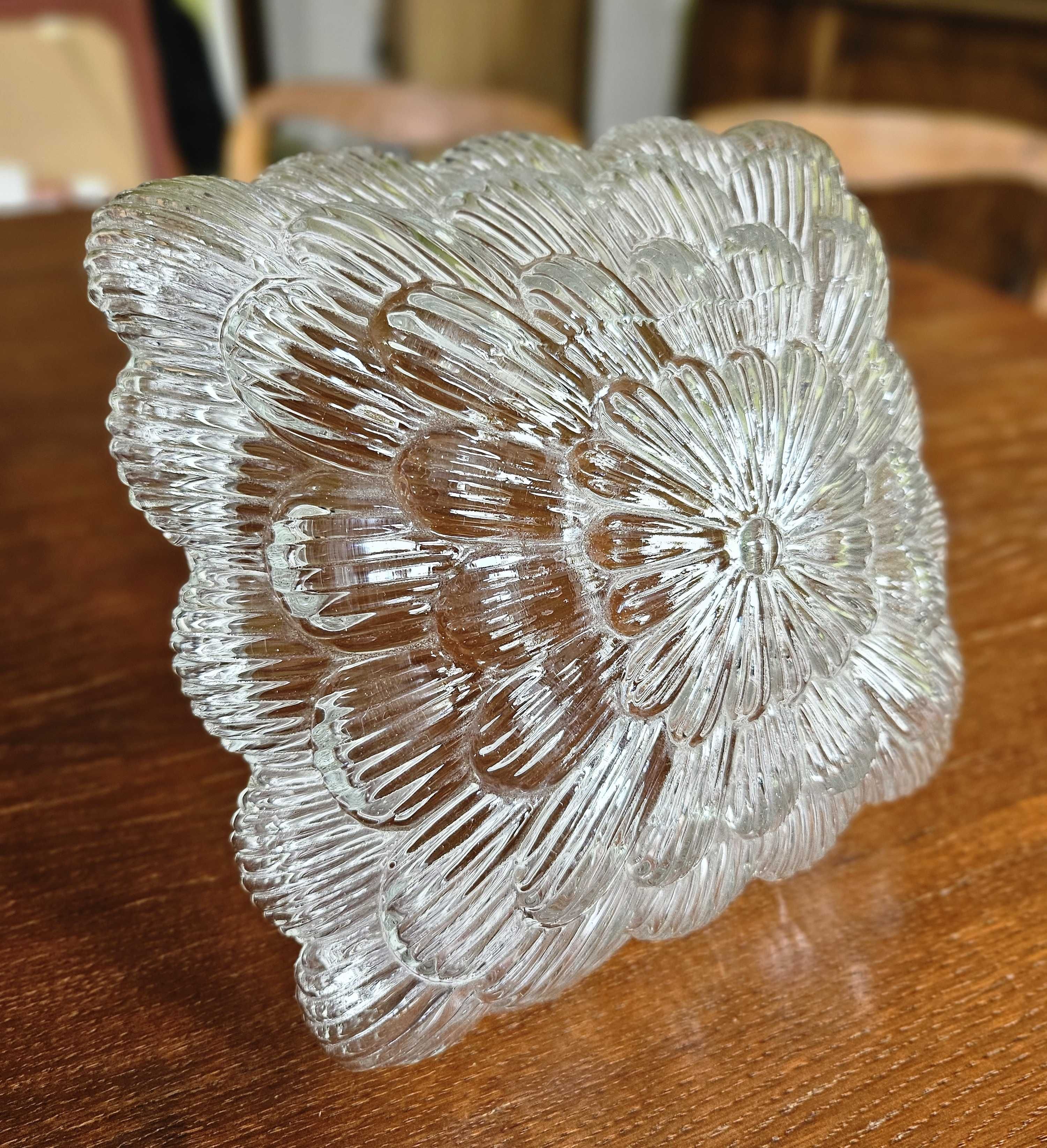 PIĘKNY Plafon lampa lata 60- 70 szkło prasowane, klosz lampa kinkiet