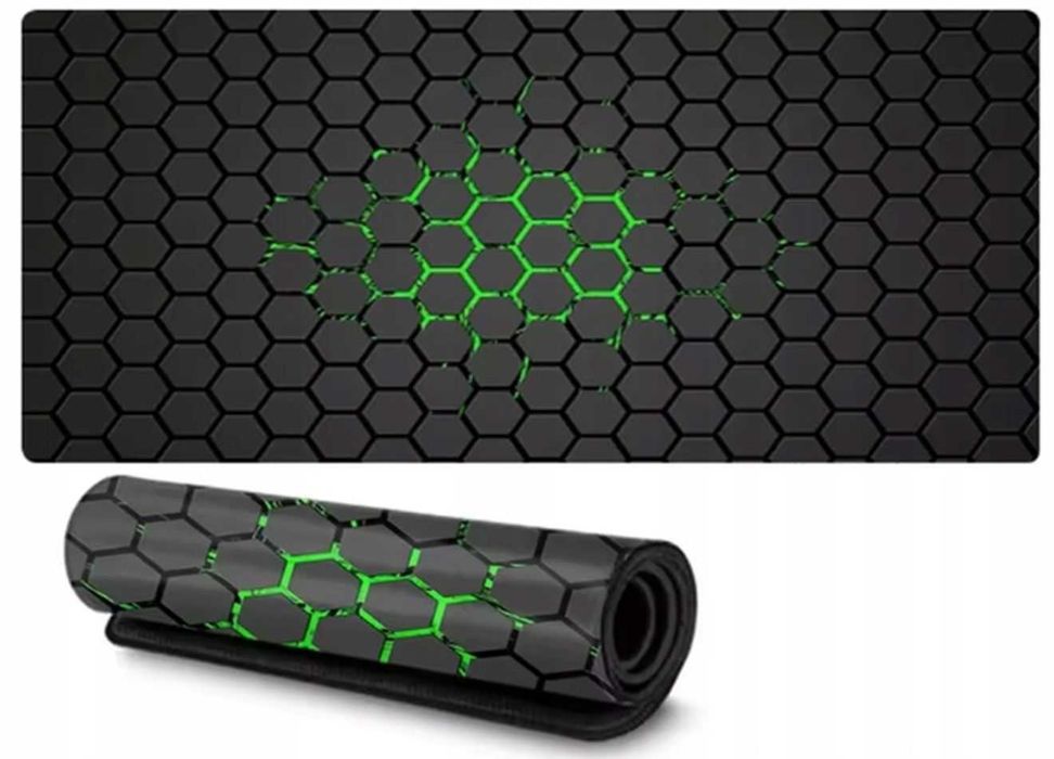 Podkładka pod mysz dla gracza 80x30 cm zielone sześciokąty FA197