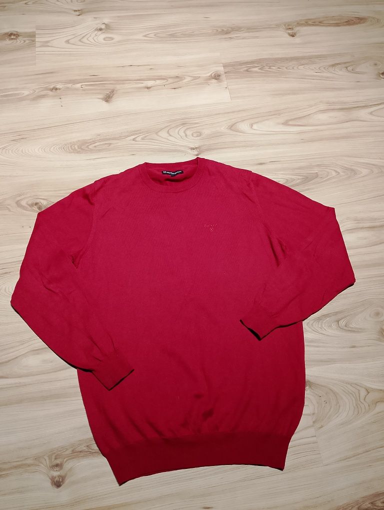 Czerwony Bawełniany Sweter Barbour Pima Cotton Crew-Neck