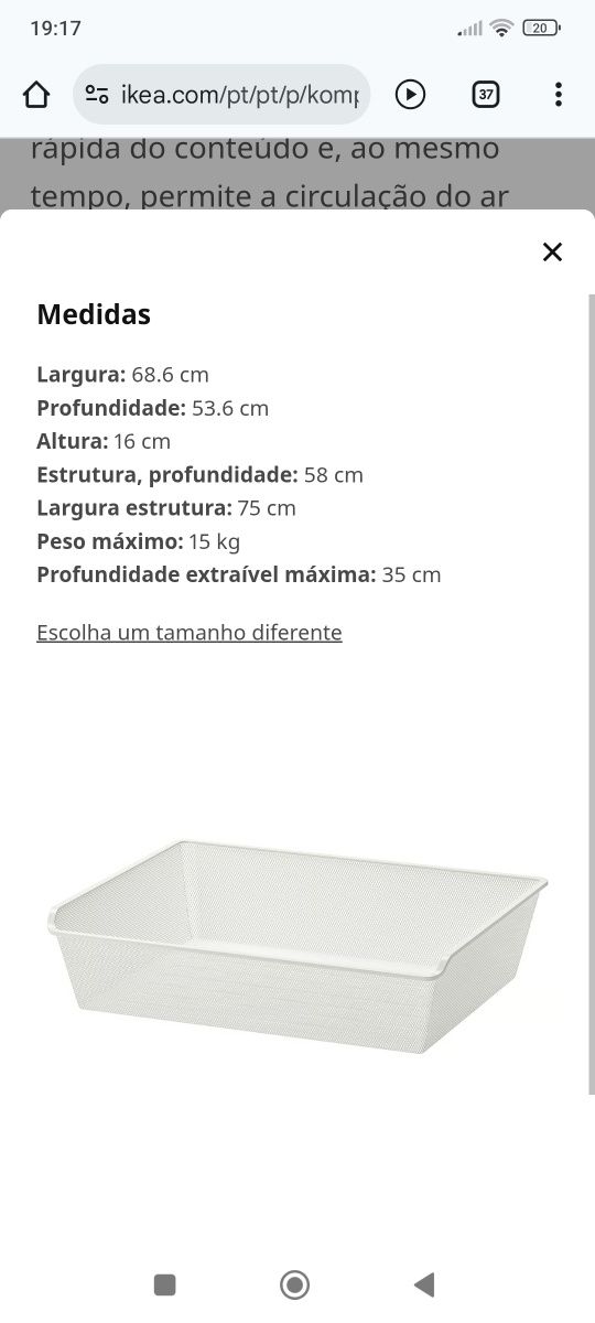 Cesto de rede para roupeiro ikea