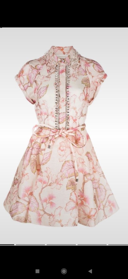 Vestido curto em seda e cristais Zimmerman