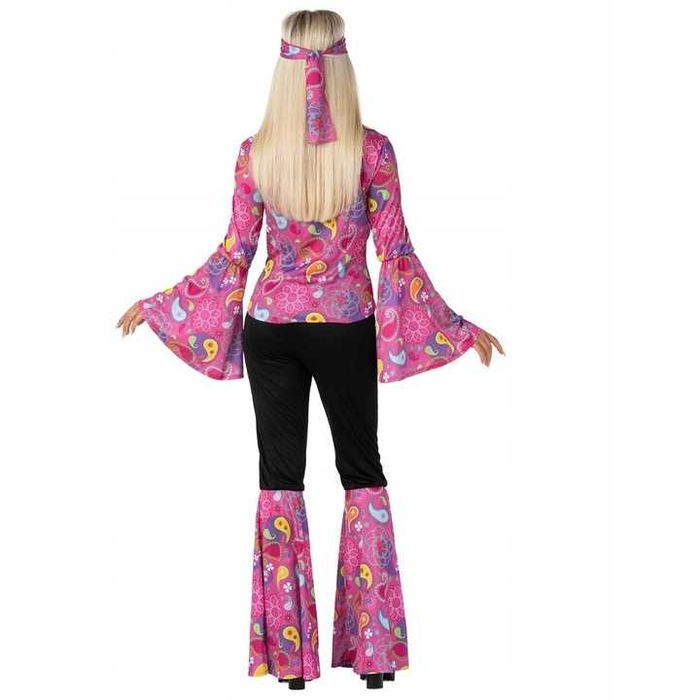 STRÓJ HIPPISKA HIPPIE LATA 70 kostium hippie rozmiar XXL FLOWER Q584