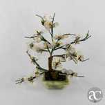 Árvore bonsai flores de amendoeira, China, feito em pedra e jade