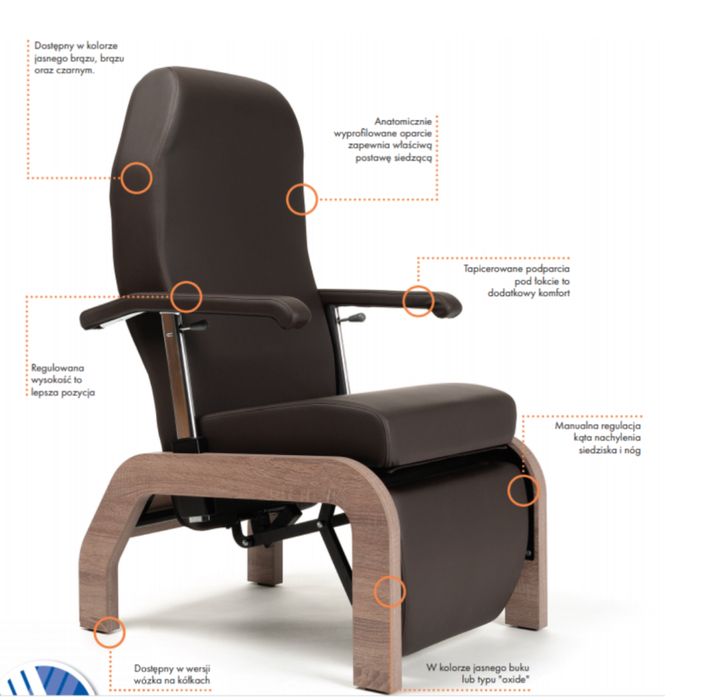 Fotel geriatyczny,pielegnacyjny z kółkami