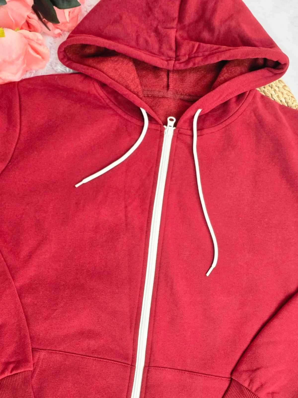Bluza dresowa damska XL 42 czerwona z suwakiem kapturem sportowa