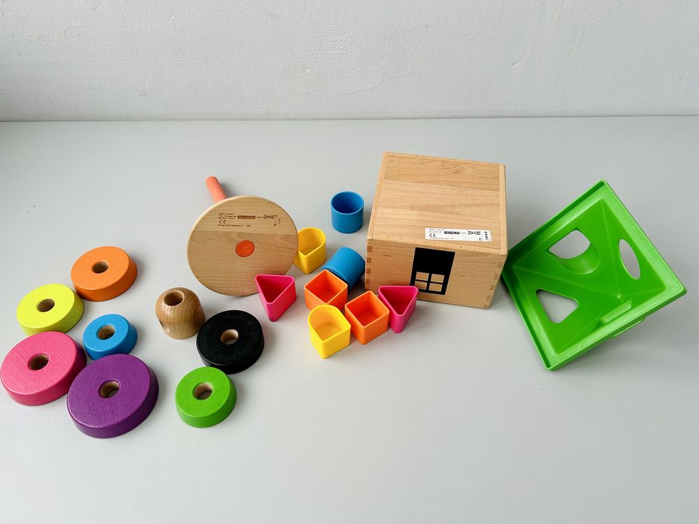 Іграшки IKEA Mula пірамідка + сортер будиночок