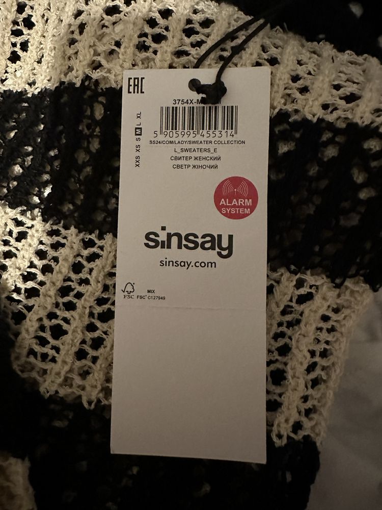 Sweter czarno białe paski NOWY sinsay rozmar M
