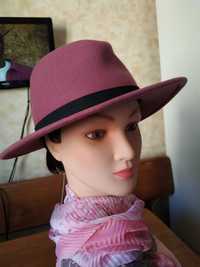 Пильно-рожевий жіночий капелюх федора зі стрічкою 100% вовна Англія