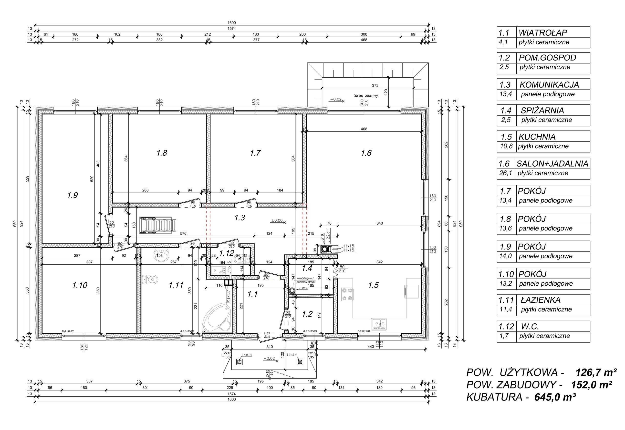 Dom Parterowy bardzo duży Kamilek Turbo 126m2