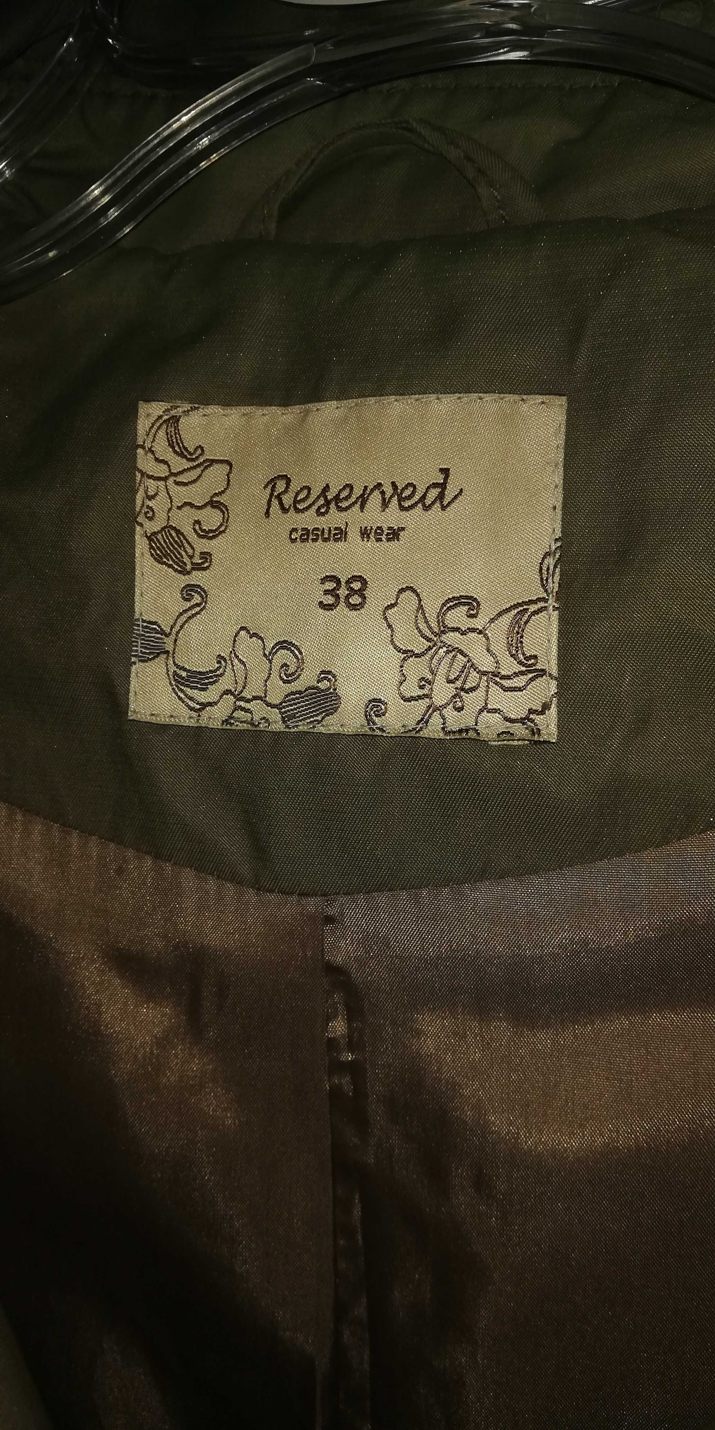 Płaszcz damski Reserved rozm 38 M prochowiec khaki oliwka.