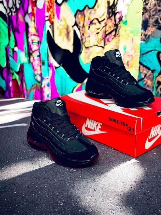 Мужские зимние кроссовки Nike/чоловічі шкіряні зимові черевики найк
