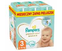 PAMPERS Pieluchy Premium Care Rozmiar Midi 3  204 sztuki! Okazja!