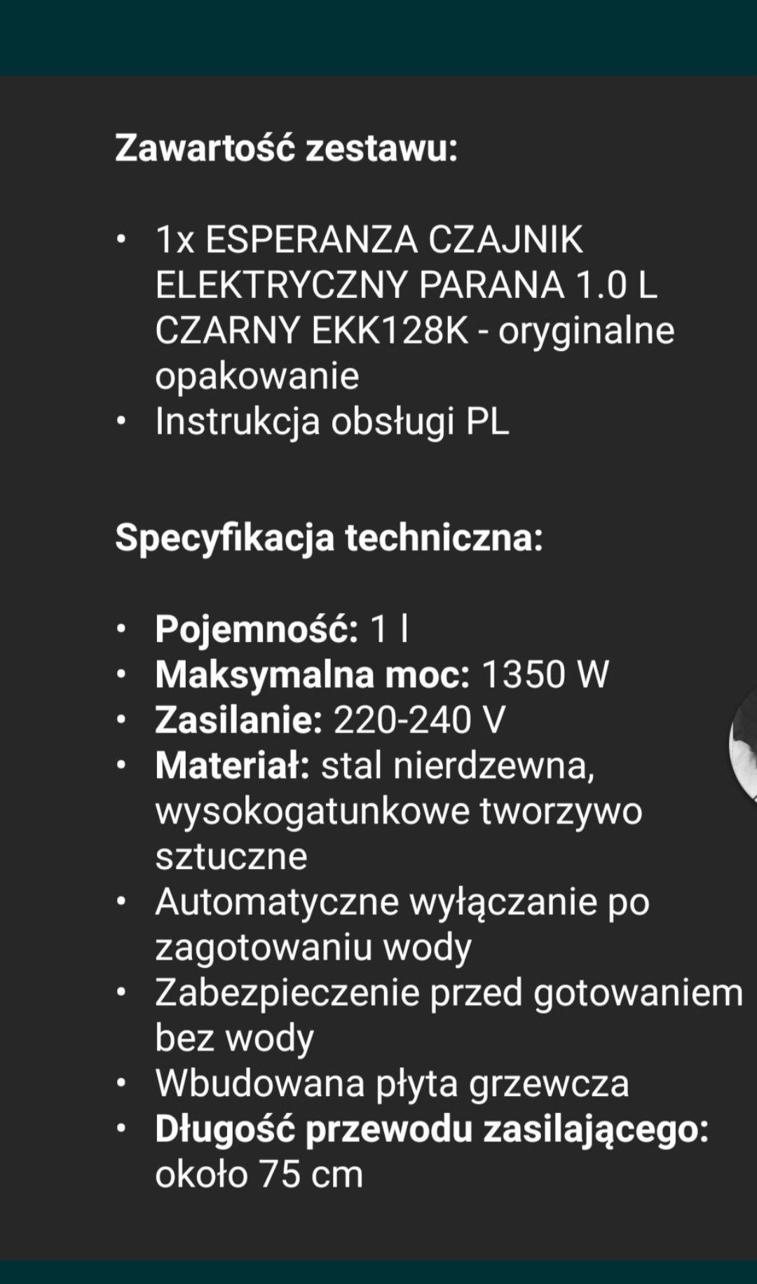 Czajnik elektryczny esperanza prezent