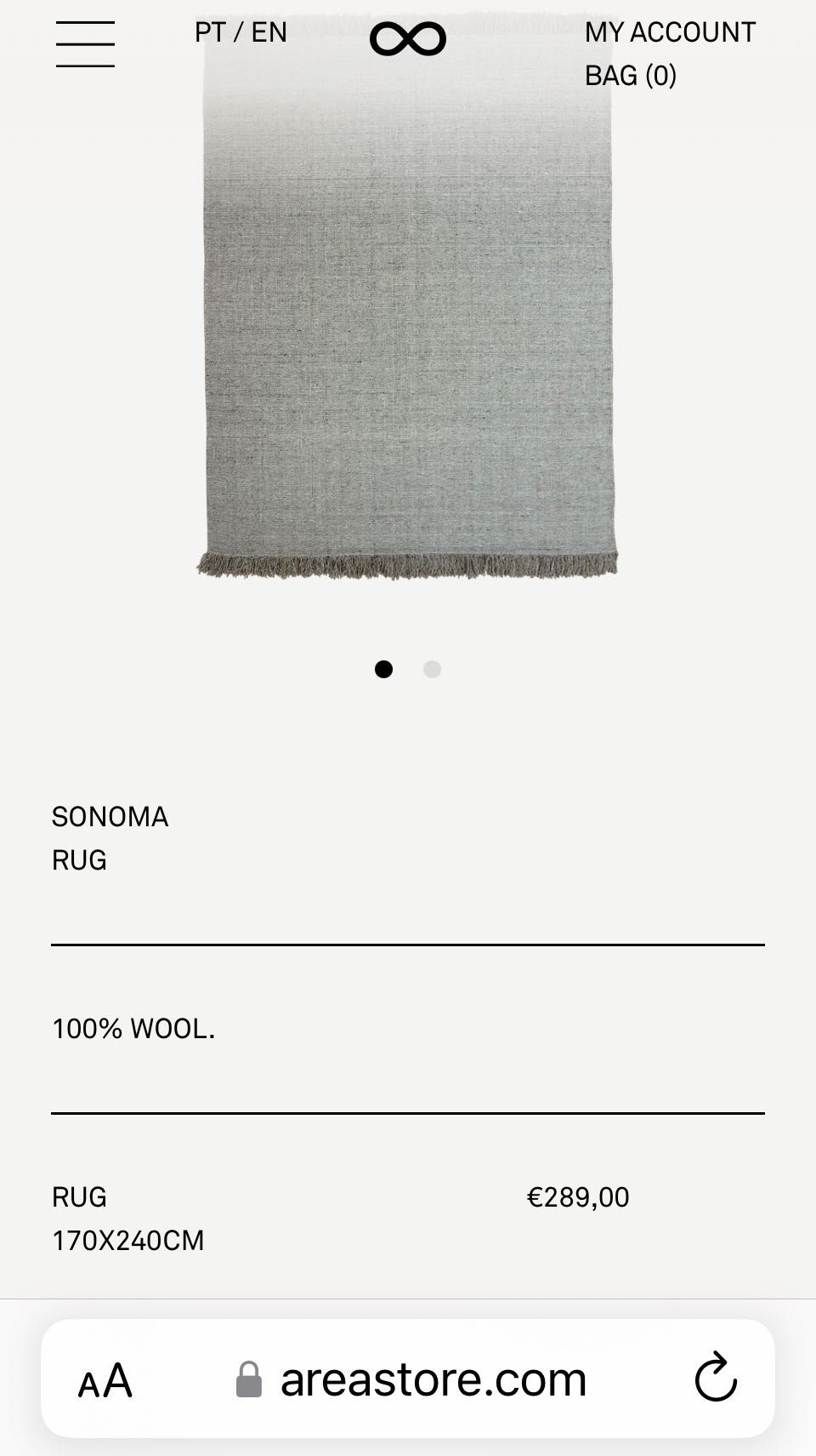 NEW CARPET AREA STORE 100% wool 240x170cm