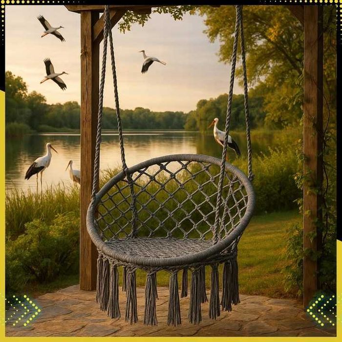 HUŚTAWKA BOCIANIE GNIAZDO Ogrodowa Fotel Wiszący Krzesło BOHO 80 cm