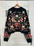 Sweter haftowany kwiaty ZARA